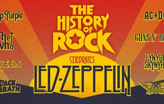 Festival style poster listing famous rock bands