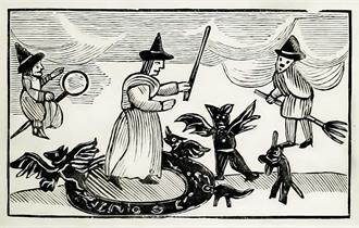 Tudor woodcut of Witches
