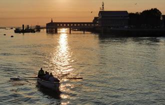 View of Royal Terrace Pier at Sunset in Gravesend