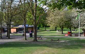 Visitor Centre at Cobtree Manor Park, Maidstone in the spring.