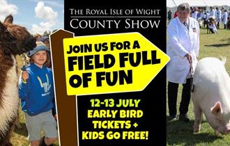 Royal Isle of Wight County Show poster, Isle of Wight, children activities, family event, animals, local produce, arts & crafts