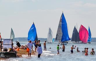 People swimming in the sea watching the boats sailing, Cowes Week, event, what's on