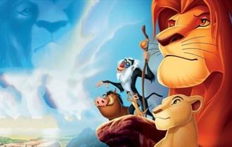 The Lion King movie poster. All the animals gathered together.