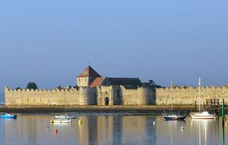 Exterior view of Portchester Castle, Portchester, Hampshire