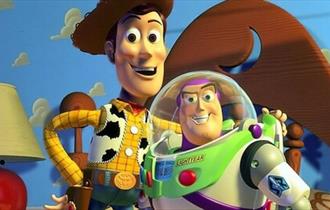 Toy story movie poster. Woody, the cowboy, and Buzz Lightyear, the space ranger.