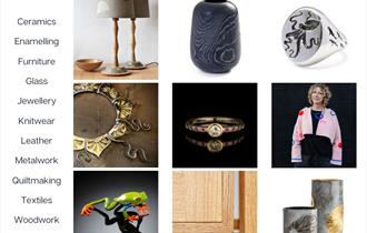 details of the event midhurst rother college 6th and 7th december 10-5 saturday 10-4 sunday image of a lamp, glass frog, ceramic pot, pink knitted jum