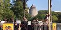 Barnes Concert Band performing at the Alexandra Garden Bandstand with Windsor Castle in the background
