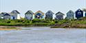 Colourful Beach Huts visible from Hengistbury Head, Dorset