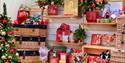Food, drinks, Christmas decorations at pop up Royal Mews Christmas Shop