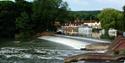 Goring Lock with boat and hotel in background