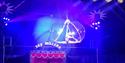 Lady doing the splits inside a bauble in the air at Jay Miller's Circus in 2024, family fun, Isle of Wight, what's on, event