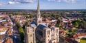 View of Chichester Cathedral from the air, West Sussex