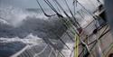 A boat tilting heavily in choppy waters  - credit clipperroundtheworld.com