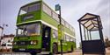 Vintage bus stationary at a bus stop, Wightrider, Isle of Wight Bus & Coach Museum, Ryde, classic buses, what's on, event - image credit: Rosie Taylor