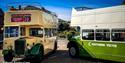 Two buses at the Isle of Wight Bus & Coach Museum, attraction, family friendly, history