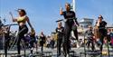 Trampoline fitness class at the Sweat Fitness Festival in Gunwharf Quays