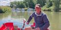 Gentleman in a boat on the river - Cotswold Boat Hire