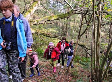 Family exploring Greenham and Crookham Common