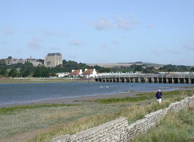 Coastal Path along the River Adur overlooking Lancing College Chapel