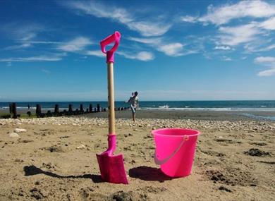 Bucket and spade on Shanklln beach, Things to Do, Isle of Wight