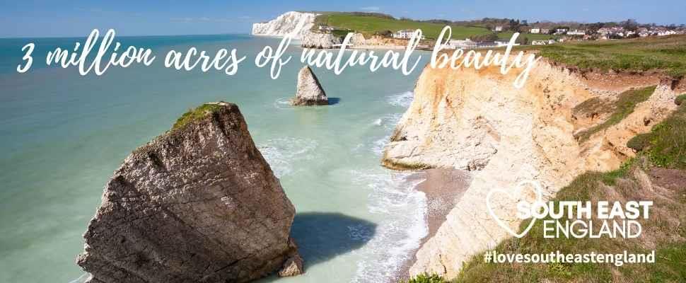 View over Freshwater Bay, part of the Area of Outstanding Natural Beauty on the Isle of Wight
