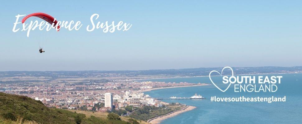Stunning view taken by paragliders over Eastbourne seafront.