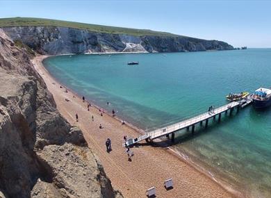 Aerial view of Alum Bay beach, Isle of Wight, Things to Do