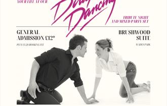 Event details with an image of two people dressed as Baby and Johnny from Dirty Dancing crawling towards one another.
