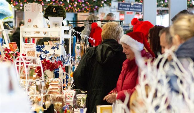 Shoppers enjoying the Festival of Christmas Markets at Port Solent Shoppers enjoying the Festival of Christmas Markets at Port Solent