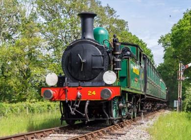 Isle of Wight, things to do, Isle of Wight Steam Railway, Spring Gala, Image of steam train on track
