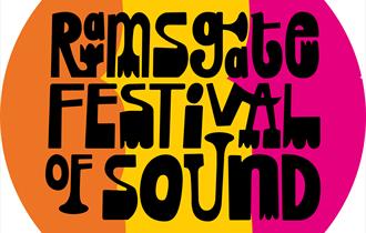 Circle split into by three horizontal sections orange, yellow and pink with black writing 'Ramsgate Festival of Sound'.