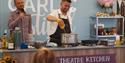 Robert Thompson cooking in the theatre kitchen at the Isle of Wight Garlic Festival, what's on, event, Newchurch