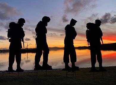 Four silhouettes from the Standing With Giants Falklands exhibition
