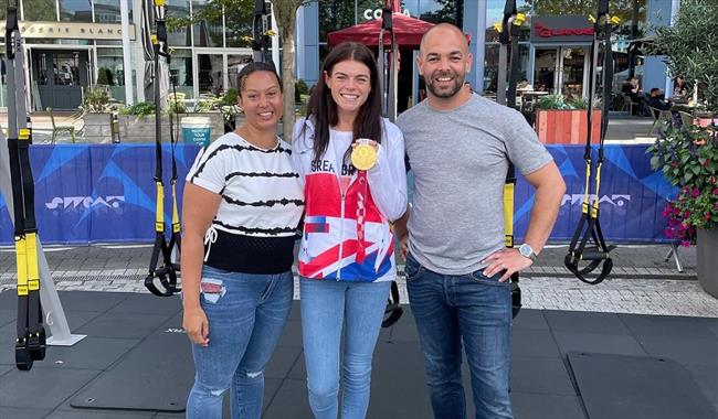 Photograph from the SWEAT Festival in Gunwharf Quays, including gold medal winning Paralympian Lauren Steadman.