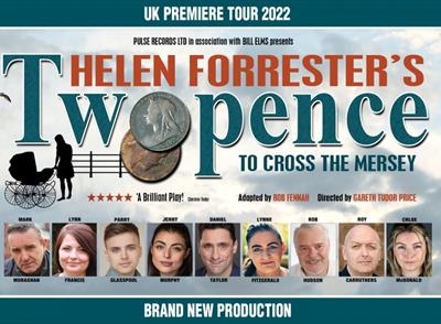 Twopence to Cross the Mersey poster with arge title and cast head shots 