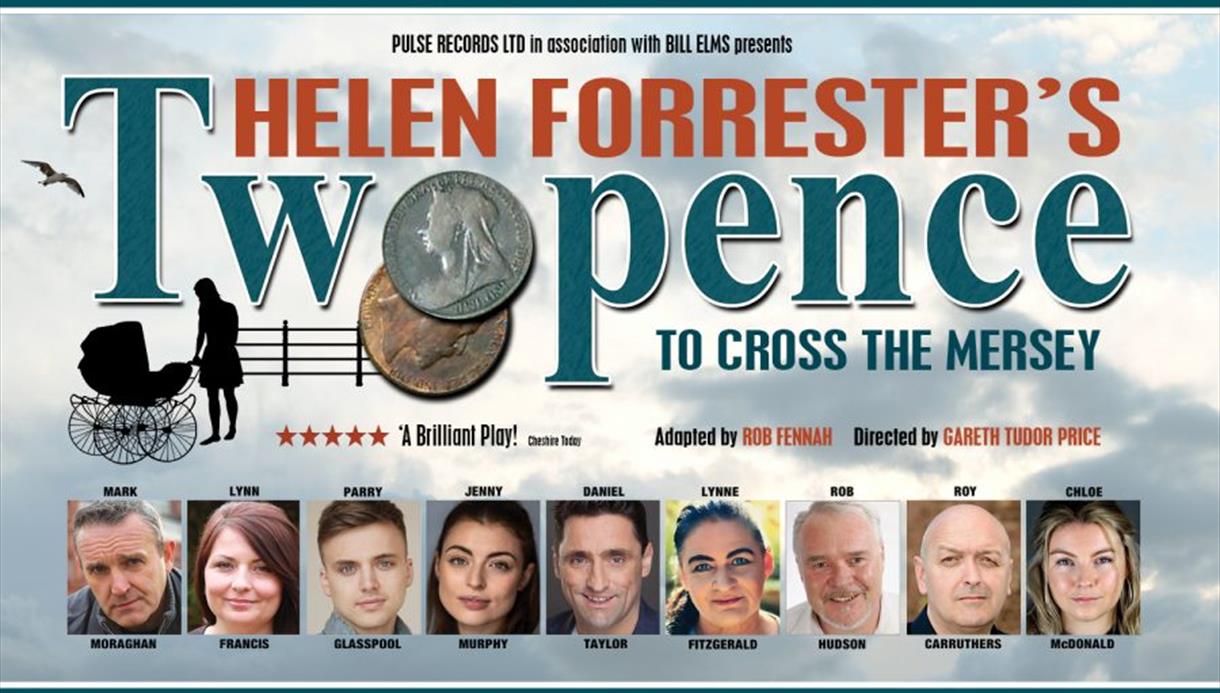 Twopence to Cross the Mersey poster with arge title and cast head shots