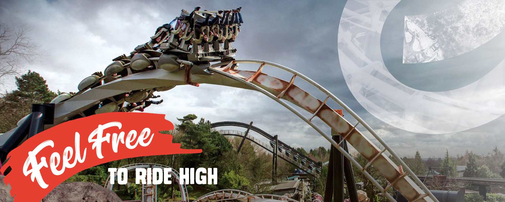 Feel Free to ride high in Staffordshire. Nemesis rollercoaster at Alton Towers theme park.