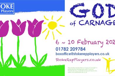 Poster promoting God of Carnage play by the Stoke Rep Players