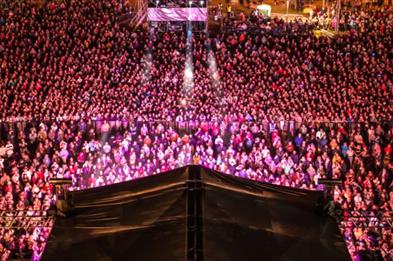 The excited crowd awaits the next act at Trentham Live, Staffordshire