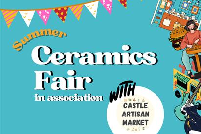 A graphic for the Summer Ceramics Fair at Love Clay, Staffordshire