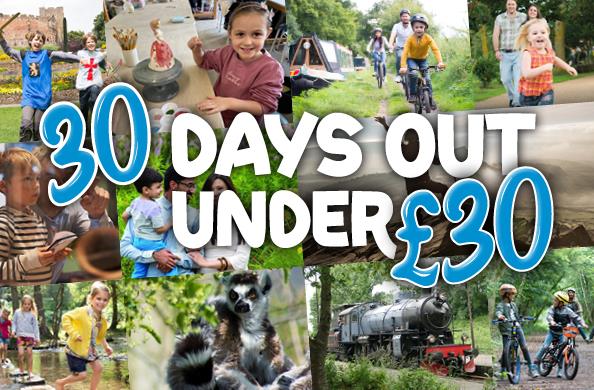 Graphic promoting 30 budget days out under £30 in Staffordshire