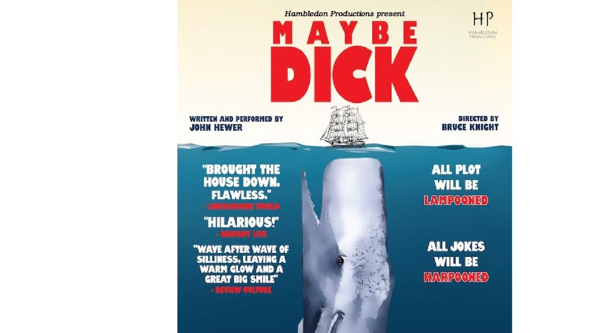 image of the poster for the comedy Maybe Dick (a whale and a ship) reviews of the show
