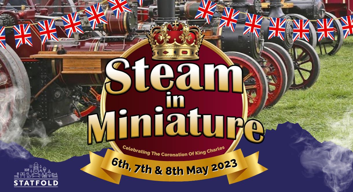 A graphic for the Steam in Miniature event at Statfold Railway, Staffordshire