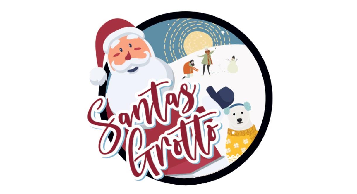 Santa and polar bear graphic logo for Santa's Grotto