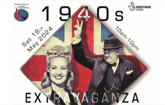 poster image of the Union Jack Flag and Winston Churchill for the 1940s Extravaganza