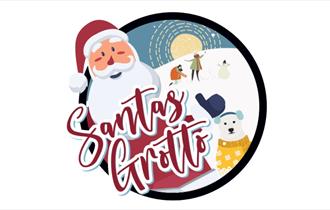 Santa and polar bear graphic logo for Santa's Grotto