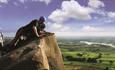 3 rock climbers on The Roaches