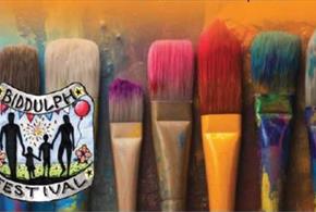 image shows Biddulph Festival logo and paint brushes