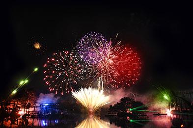 Spectacular firework display at Drayton Manor Theme Park