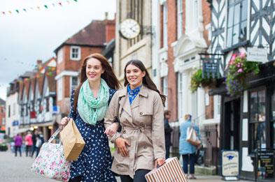 ladies with shopping bags in Lichfield city centre